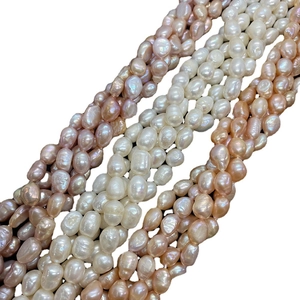 Natural baroque freshwater pearl strand in white pink and purple for DIY jewelry making