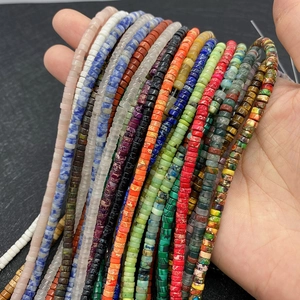 Cuentas redondas y planas de piedra natural multicolor para hacer joyas de bricolaje