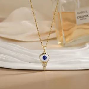 Turkish Evil Eye Pendant Necklace Eco-friendly Copper Zirconia Inlaid Gold Silver Plated Fashion Jewelry For Women