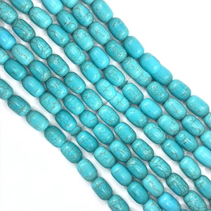 Cuentas de Piedra Turquesa Azul Natural Cilíndricas Ovaladas Cuentas Sueltas para Hacer Joyas de Collar Pulsera DIY