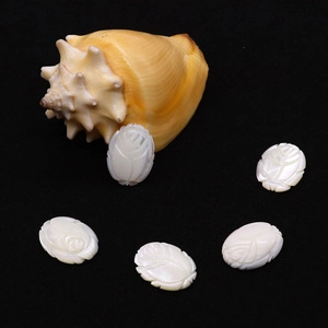 Oval carved rose shell beads made of natural mother of pearl for DIY jewelry
