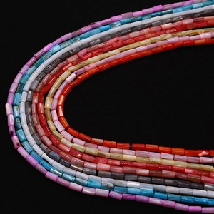 Perle cilindriche in madreperla naturale 4x8mm multicolore con lucentezza iridescente