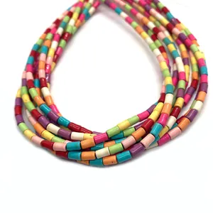 Colorful cylindrical turquoise stone tube beads for DIY jewelry making and necklaces