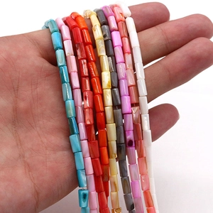 Perle cilindriche in conchiglia colorata 4x8mm per creazione di gioielli e collane