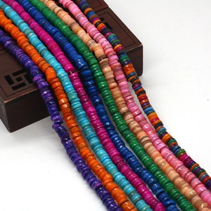 Natural Dyed Shell Beads Heishi Disc Irregular Flat Round Spacer Beads For DIY Jewelry Making Bracelet Necklace Clothing Accessories