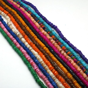 6mm-8mm dyed natural shell flat disc beads in vibrant colors for DIY jewelry making