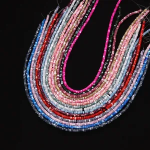 Colorful cylindrical shell beads 2x4mm for DIY necklaces and handmade jewelry