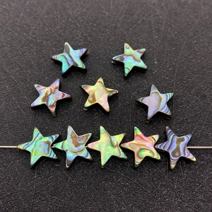 Pentagram natural abalone shell beads with iridescent glow for DIY jewelry making
