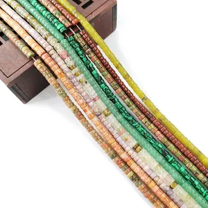 Macro view of colorful 2x4mm natural stone cube beads for DIY jewelry making