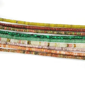 Macro detail of colorful square natural stone beads for DIY jewelry making