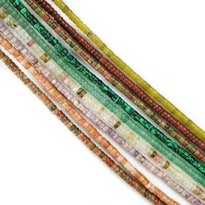 Detailed macro view of 2x4mm natural stone cube beads for DIY jewelry making
