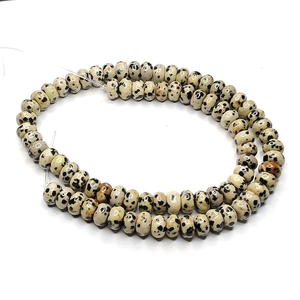 Cuentas de jaspe dálmata natural pulido de 5x8mm para creación de collares artesanales