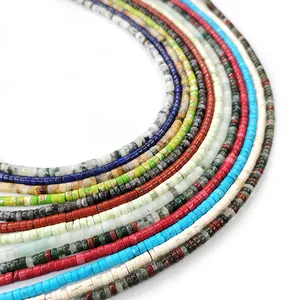 Natural mixed semi-precious stone heishi beads for DIY jewelry making in vibrant colors