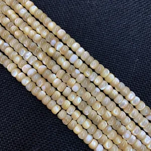 Natural freshwater mother of pearl abacus beads in creamy white with iridescent luster