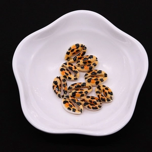 Makroaufnahme von natürlichen Muschelperlen mit Leopardenmuster für DIY-Schmuckherstellung