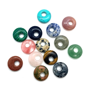 Assorted natural tiger eye and turquoise stone donut beads for DIY jewelry making