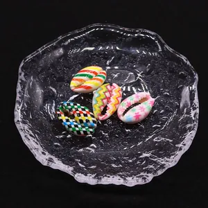 Natural shell beads with colorful hand-painted patterns for DIY necklace jewelry making
