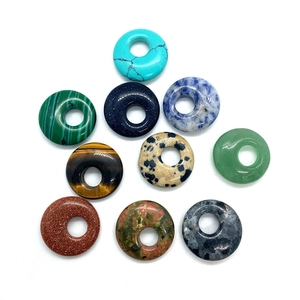 Various 18x4mm natural stone donuts like tiger eye and turquoise for DIY jewelry