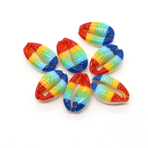 Rainbow gradient dyed natural cowrie shell beads for DIY jewelry making 9x19mm