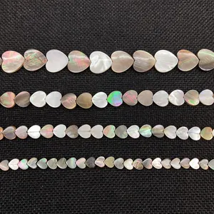 Natural heart-shaped seashell beads in various colors for DIY jewelry making