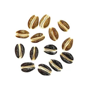 Natural cut conch shell beads with gold and black glitter coating for DIY jewelry making
