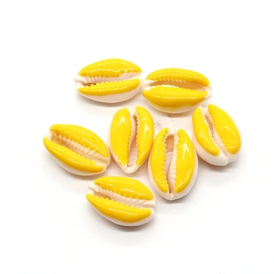 Natural conch shell beads with yellow enamel coating for DIY jewelry making 9x19mm