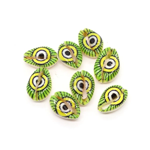 Detail of colorful evil eye shell beads for DIY jewelry making and necklaces
