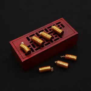 Synthetic Coral Cylinder Pendant Golden Color Column Shape Connector For DIY Jewelry Making Findings Necklace Accessory