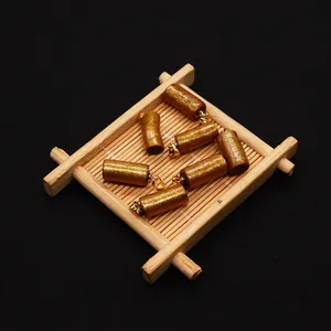 Golden coral column charms with frosted glitter finish for DIY jewelry making