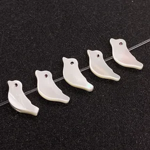 Cinque perline a uccello 6x15mm in conchiglia naturale con lustro arcobaleno per gioielli fai-da-te
