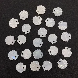Natural Freshwater Shell Scallop Shape Pendant White Mother Of Artificial Pearl Charms Pendant Only For DIY Jewelry Making Accessory