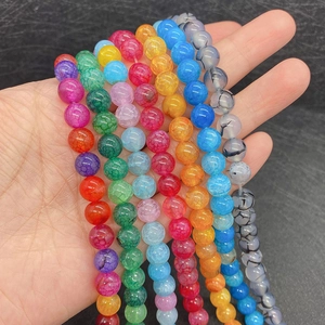 Close-up of vibrant mixed-color dragon vein agate beads with unique crackle patterns