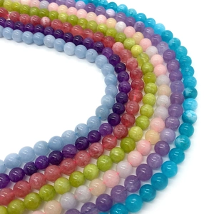 Bunte 6-10mm Natursteinperlen aus Amethyst und Chalzedon für handgefertigten DIY-Schmuck