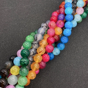 Macro shot of colorful dragon vein agate crackle beads for DIY jewelry making