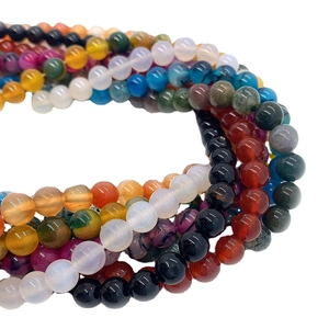 Polished natural stone red agate beads for DIY jewelry making in multi-colored 6mm-10mm sizes