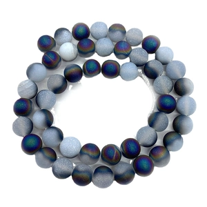 Rainbow plated matte natural stone round beads for DIY jewelry making and beading