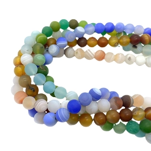 Multicolor matte silk agate round beads for DIY jewelry necklaces in 6mm-10mm sizes