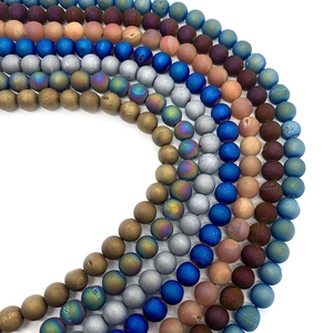 Polished 6mm-10mm natural agate beads in various colors for DIY necklace jewelry making