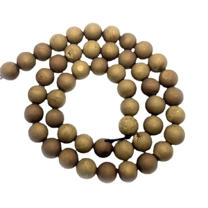 Golden brown matte natural stone druzy beads for DIY jewelry and necklaces