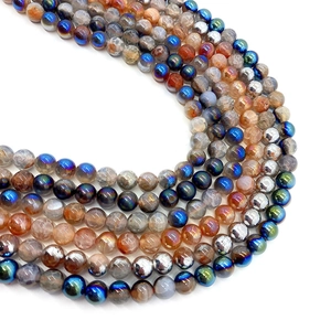 Polished natural cracked agate beads in mixed colors for DIY jewelry making