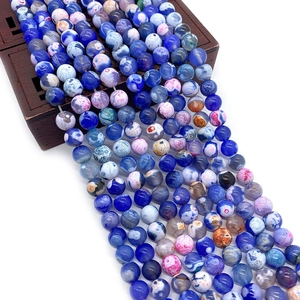 Natural Stone Round Beads Dragon Vein Agate Loose Beads For DIY Jewelry Making Accessories Bracelet Necklace Handmade Beads