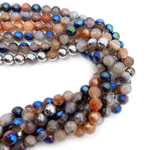 Polished natural cracked agate beads in multiple colors for DIY jewelry crafting