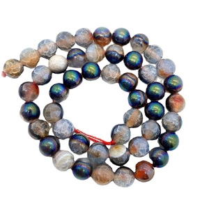 Faceted dragon vein agate beads with colorful iridescent plating for DIY jewelry making