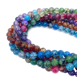 Veelkleurige natuurstenen kralen met drakenadertextuur voor DIY-sieraden maken