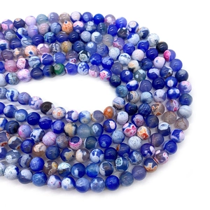 Natural dragon vein agate round loose beads in blue and purple for DIY jewelry making