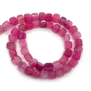Rosa und lila quadratische Drachenader-Achatperlen für DIY-Halsketten Schmuck
