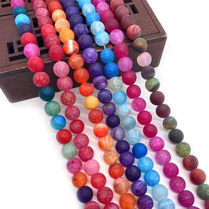 Matte Drakenader Agaat Ronde Losse Kralen Natuursteen Gecraqueleerde Kralen Voor DIY Sieraden Maken Armband Ketting Accessoire