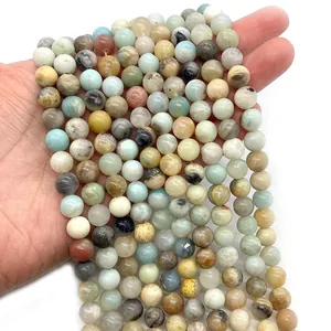 Perles rondes en pierre d'amazonite naturelle pour la création de bijoux DIY