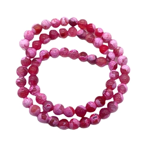 Drakenader agaat ronde kralen in roze en rode tinten voor DIY sieraden maken