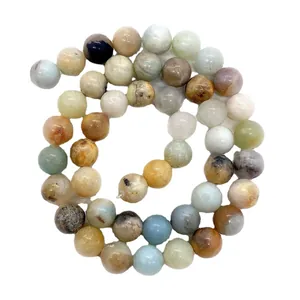 Perles en pierre naturelle d'amazonite 8-10mm polies disposées en spirale colorée